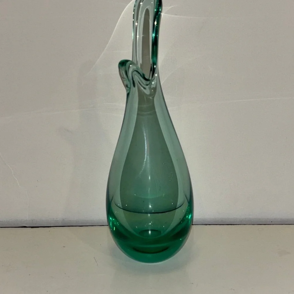 Holmegaard Akva Duckling Beak Vase, aqua